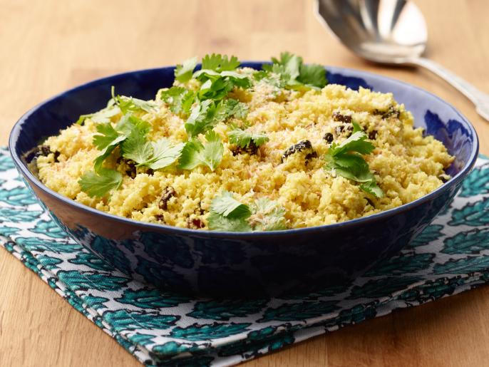Microwave Spiced Cauliflower "Couscous" with Raisins and Coconut Recipe