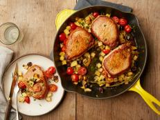 Food Network Kitchen’s Provencal Pork Chops for Comfort Cast Iron Dinners, as seen on Food Network