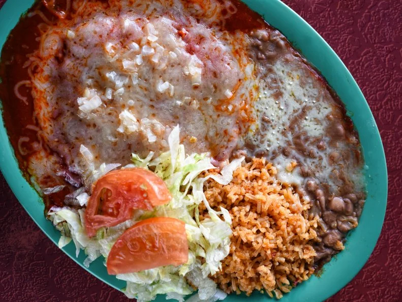 New Mexico red chile enchiladas at Chope's in La Mesa, New Mexico