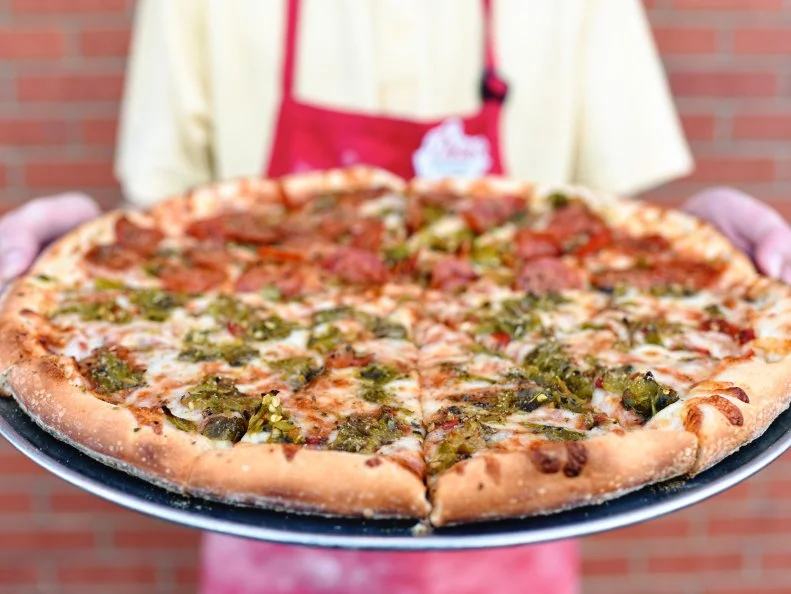 1/2 Green Chile 1/2 '505' pizza from Dion's