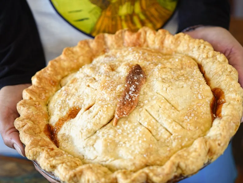 New Mexico Apple Pie with Green Chile and Pine Nuts from the Pie O Neer Cafe in Pie Town, New Mexico.