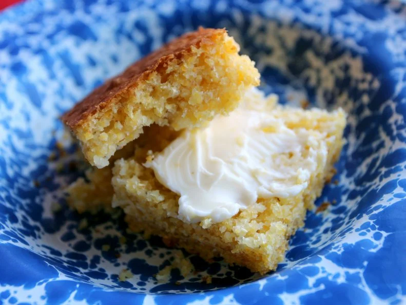 Cornbread from The Bean Palace atop War Eagle Mill near Rogers, Arkansas as included in Arkansas's Most Iconic Eats for FoodNetwork.com