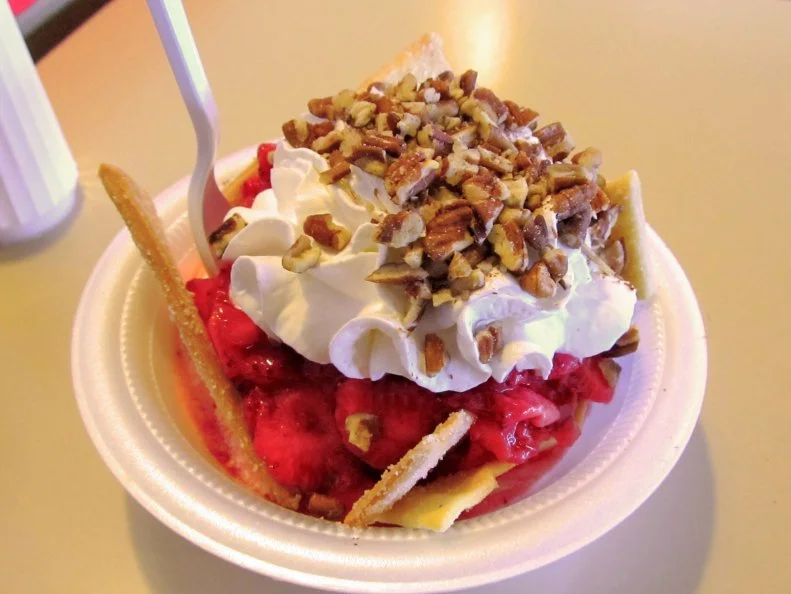 Strawberry shortcake from the Bulldog Restaurant in Bald Knob, Arkansas as included in Arkansas's Most Iconic Eats for FoodNetwork.com