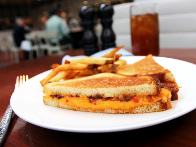 Grilled pimento cheese sandwich with bacon jam from The Hive at 21c in Bentonville, Arkansas as included in Arkansas's Most Iconic Eats for FoodNetwork.com