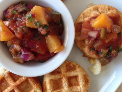 Mozzarella Waffle Bites with Peach Salsa
