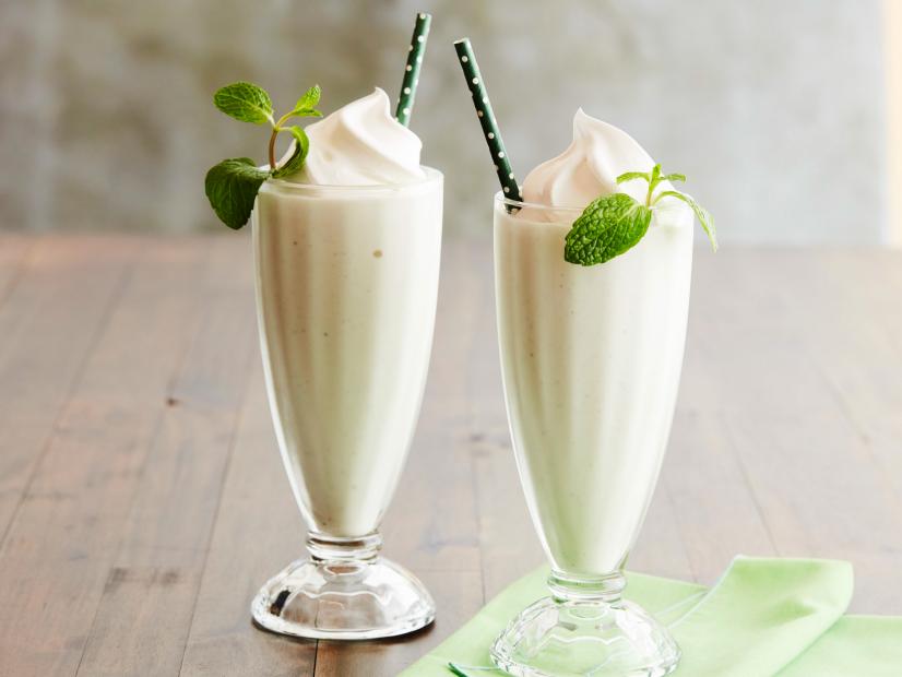 MINT JULEP MILKSHAKE Food Network Kitchen Food Network Vanilla Ice Cream, Bourbon, MintFlavored Liqueur, Whipped Cream, Mint Leaves