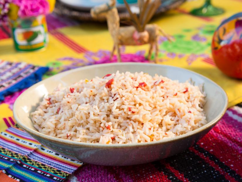 Beauty shot of the Mexican Rice during Fiesta Night,  as seen on Cooking Channel's Dinner at Tiffani's, Season 2.