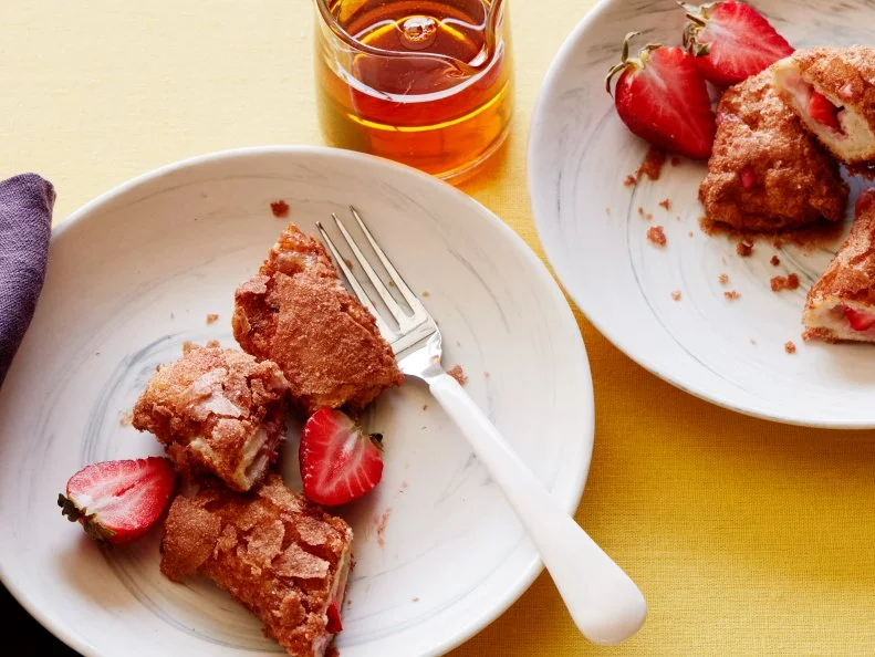 FNK KIDS CAN MAKE: STRAWBERRY FRENCH TOAST ROLLUPS  Food Network Kitchen Food Network Cream Cheese, Sugar, Stale White Sandwich Bread, Strawberries, Heavy Cream, Eggs, Ground Cinnamon, Maple Syrup