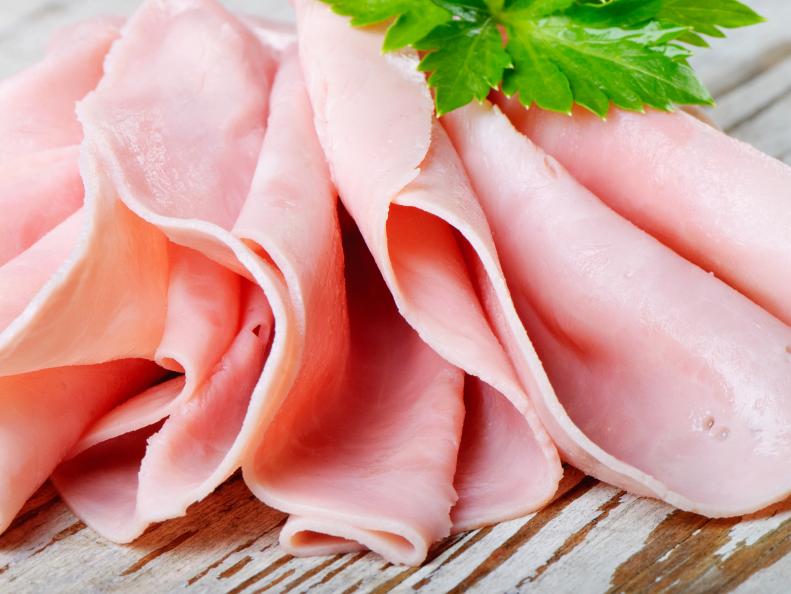 slices of ham and parsley
