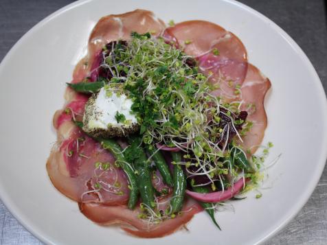 Marinated Haricots Verts with Prosciutto and Goat Cheese