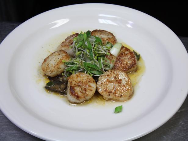 Seared Scallops with Caper, Shiitake and Green Onion Relish