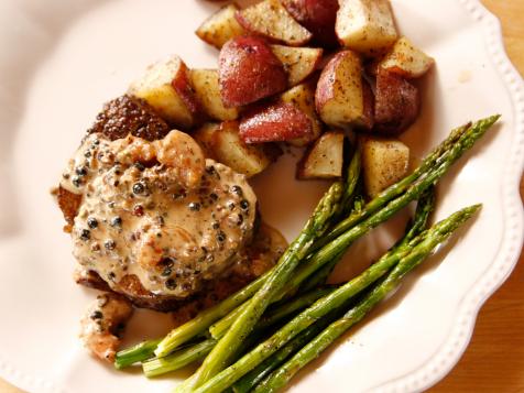 Filet Steak with Shrimp Peppercorn Sauce