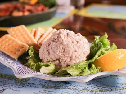 The smoked fish dip with crackers from The Fish House in Key Largo, FL as seen on Food Network's Diners, Drive-Ins and Dives episode 2404.