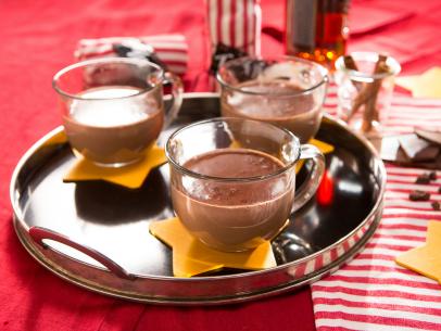 Beauty shot of the Spiked Hot Chocolate during Movie Night, as seen on Cooking Channel's Dinner at Tiffani's, Season 2.