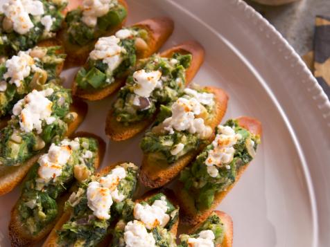Beans and Greens Bruschetta with Broiled Goat Cheese