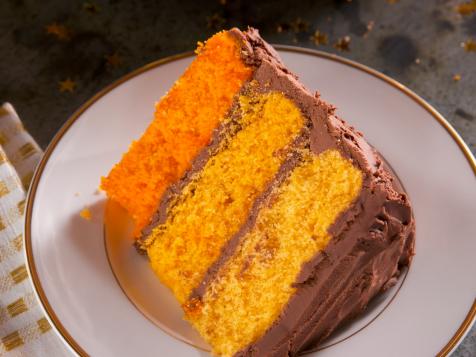 Orange Ombre Birthday Cake with Chocolate Frosting