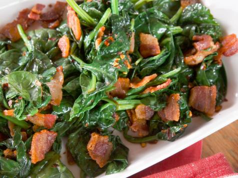Sauteed Spinach with Bacon, Garlic and Thyme