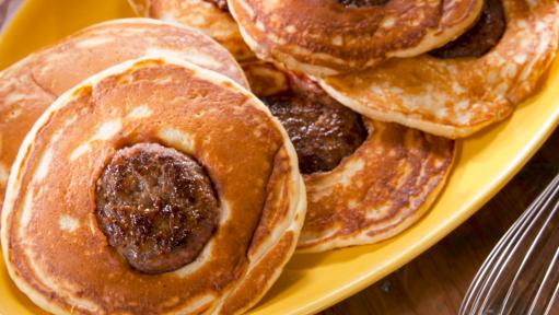 Maple Breakfast Sausage Pancake Recipe - Fit Foodie Finds