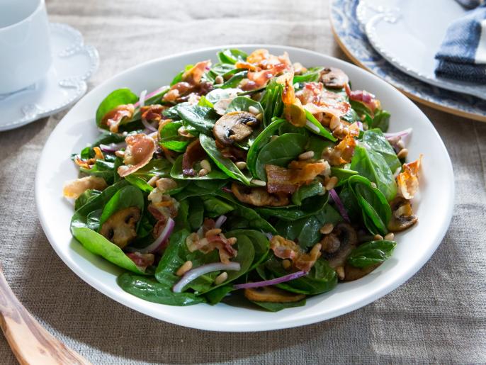 Warm Spinach Salad with Pancetta Dressing Recipe | Food Network
