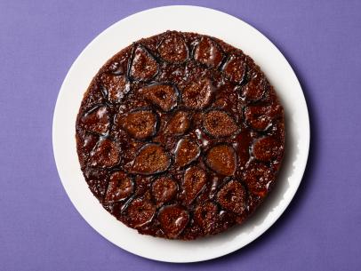 Food Network Upside-Down Fig-and-Hazelnut Cake for Year of Oats/Drunk Pies/Diners, as seen on Food Network.