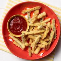 Food Network Kitchen’s Baked Parmesan Zucchini Fries for Summer Slow Cooker/Zucchini Fries/Picnic Brick-Pressed Sandwiches, as seen on Food Network.