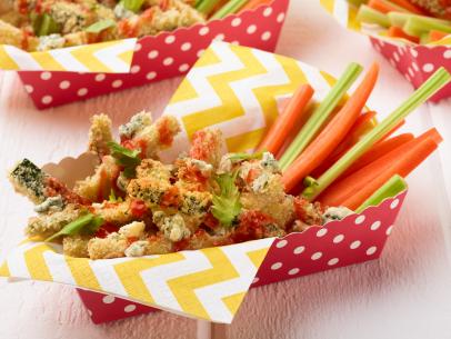 Food Network Kitchen’s Buffalo Zucchini Fries for Summer Slow Cooker/Zucchini Fries/Picnic Brick-Pressed Sandwiches, as seen on Food Network.