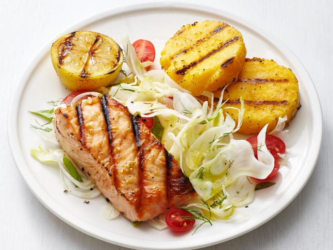 Grilled Salmon and Polenta with Fennel Salad Recipe Food Network