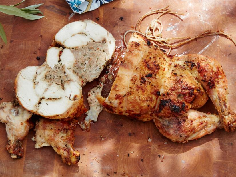Food Network Kitchen’s Grilled Whole PorchettaStyle Chicken as seen on Food Network.