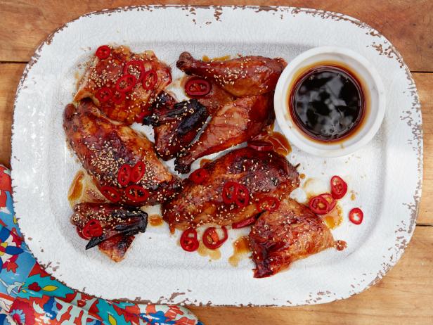 Soy-Garlic Glazed Cola Can Chicken