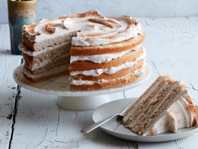 FNK SNICKERDOODLE CAKE, Food Network Kitchen, Food Network, Unsalted Butter, Allpurpose Flour, Baking Powder, Ground Cinnamon, Eggs, Whole Milk, Vanilla Extract, Sugar, Cream of Tartar