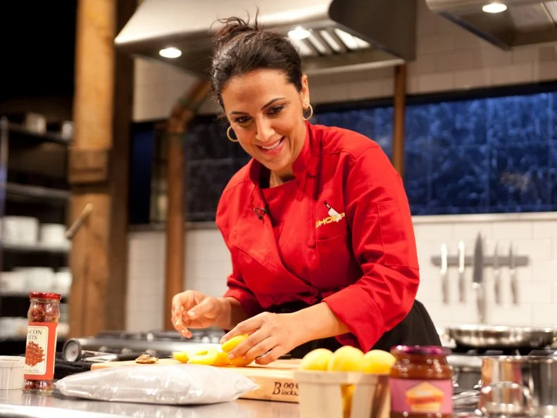 Chef Penny Davidi working on her dessert as seen on Food Networks Chopped All Stars Tournament, Season 10 EP10-11