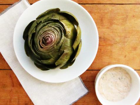Steamed Artichokes with Harissa Mayonnaise Dipping Sauce