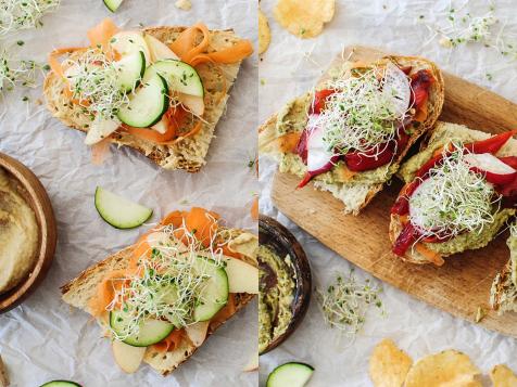 One Recipe, Two Meals: Open-Faced Veggie Sandwiches with Hummus
