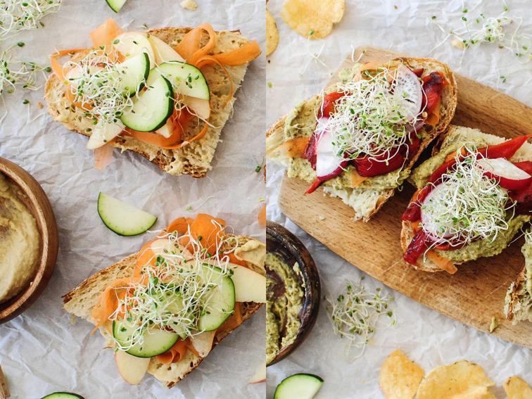 One Recipe, Two Meals OpenFaced Veggie Sandwiches with Hummus Recipe