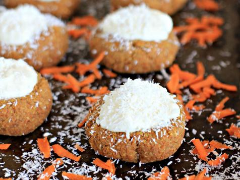 Coconut Carrot Cake No-Bake Cookies with Pineapple Cream Cheese Frosting