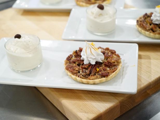 Candied Bacon and Pecan Meringue Tart with Coffee Frozen Custard