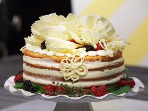 Almond Cake with Key Lime Buttercream and Raspberry Compote