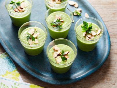 Food Network Kitchen's Green Gazpacho Shooters, as seen on Food Network.