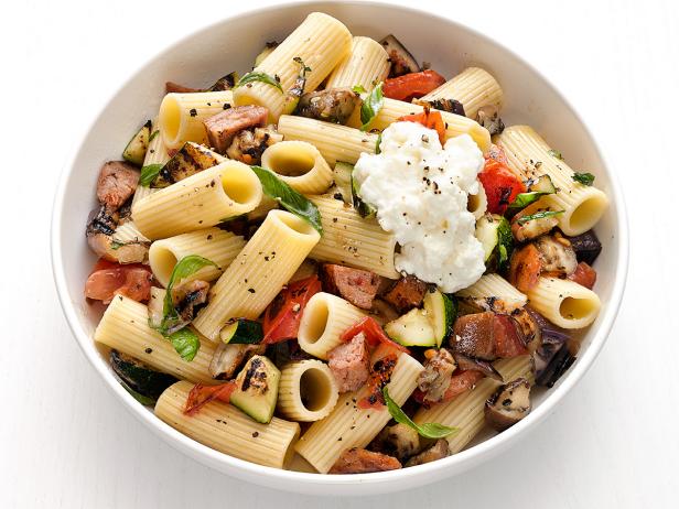 Rigatoni with Grilled Sausage and Vegetables Recipe | Food Network ...