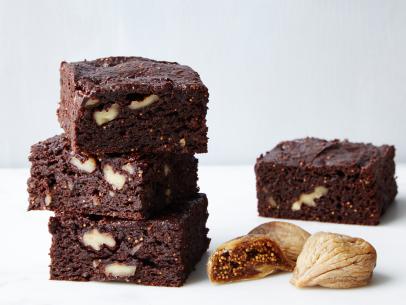 Food Network Kitchen's Fruit Sweetened Fig and Walnut Brownies, as seen on Food Network.