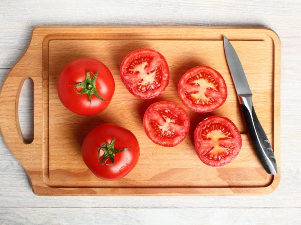 Tomatoes on cutting board