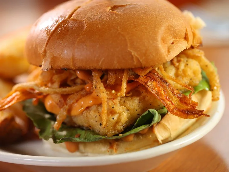 WS of the Eugenewich sandwich from Cornbread Café in Eugene, OR as seen on Food Network's Diners, Drive-Ins and Dives episode 2107.