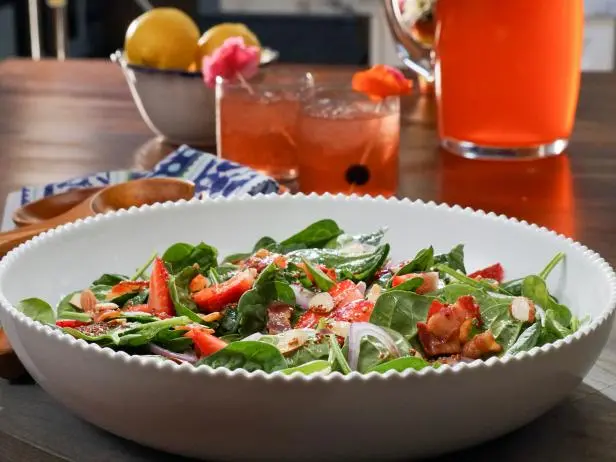 Spinach and Strawberry Salad with Warm Bacon Vinaigrette Recipe | Food Network