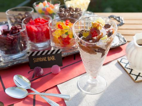 Movie Theater Candy Sundae Bar with Hot Fudge and Caramel Sauces