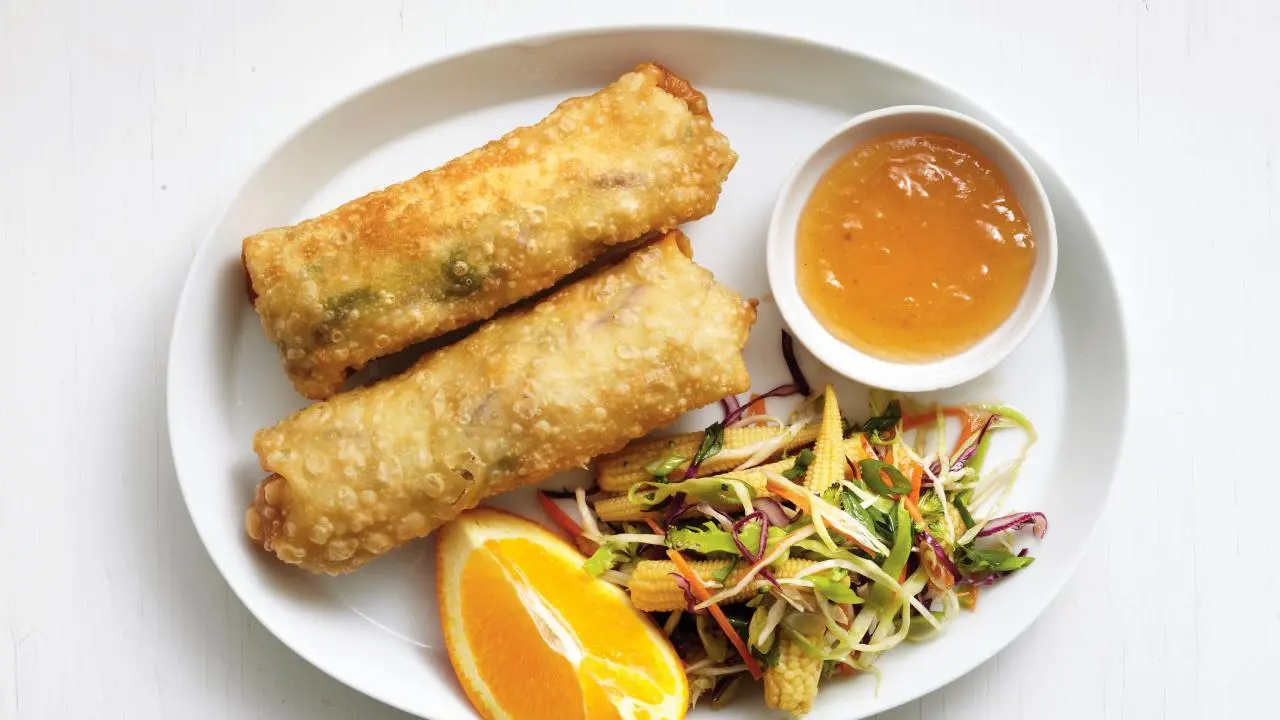 Chicken Egg Rolls with Broccoli Slaw
