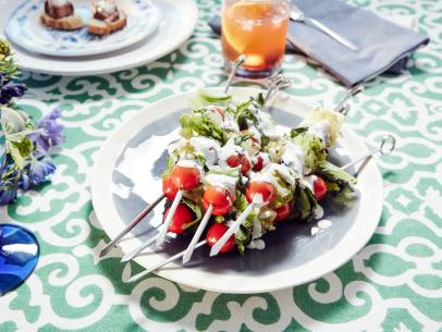 Host Patricia Heaton's dish, Grilled Wedge Salad Skewers, as seen on Food Network’s Patricia Heaton Parties, Season 2.