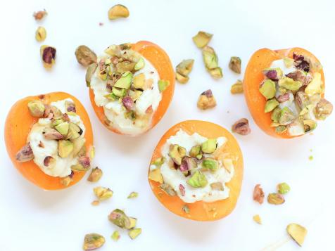 Apricots with Honey-Ginger Ricotta and Pistachio Nuts