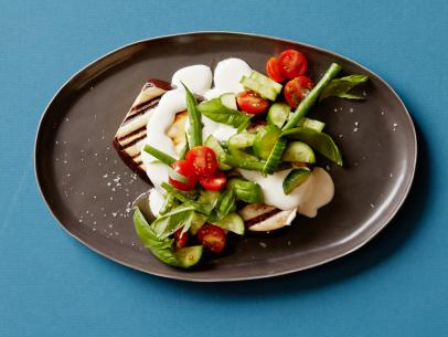 Food Network Kitchen’s Grilled Eggplant with String Bean and Tomato Salad.