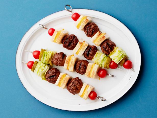Food Network Kitchen’s Grilled Cheeseburger Kebabs.