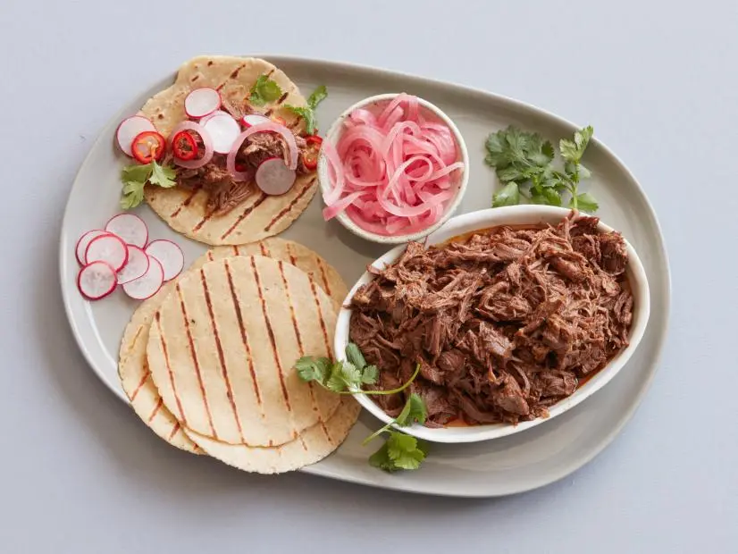Food Network Kitchen’s Grilled Beef Barbacoa Tacos.